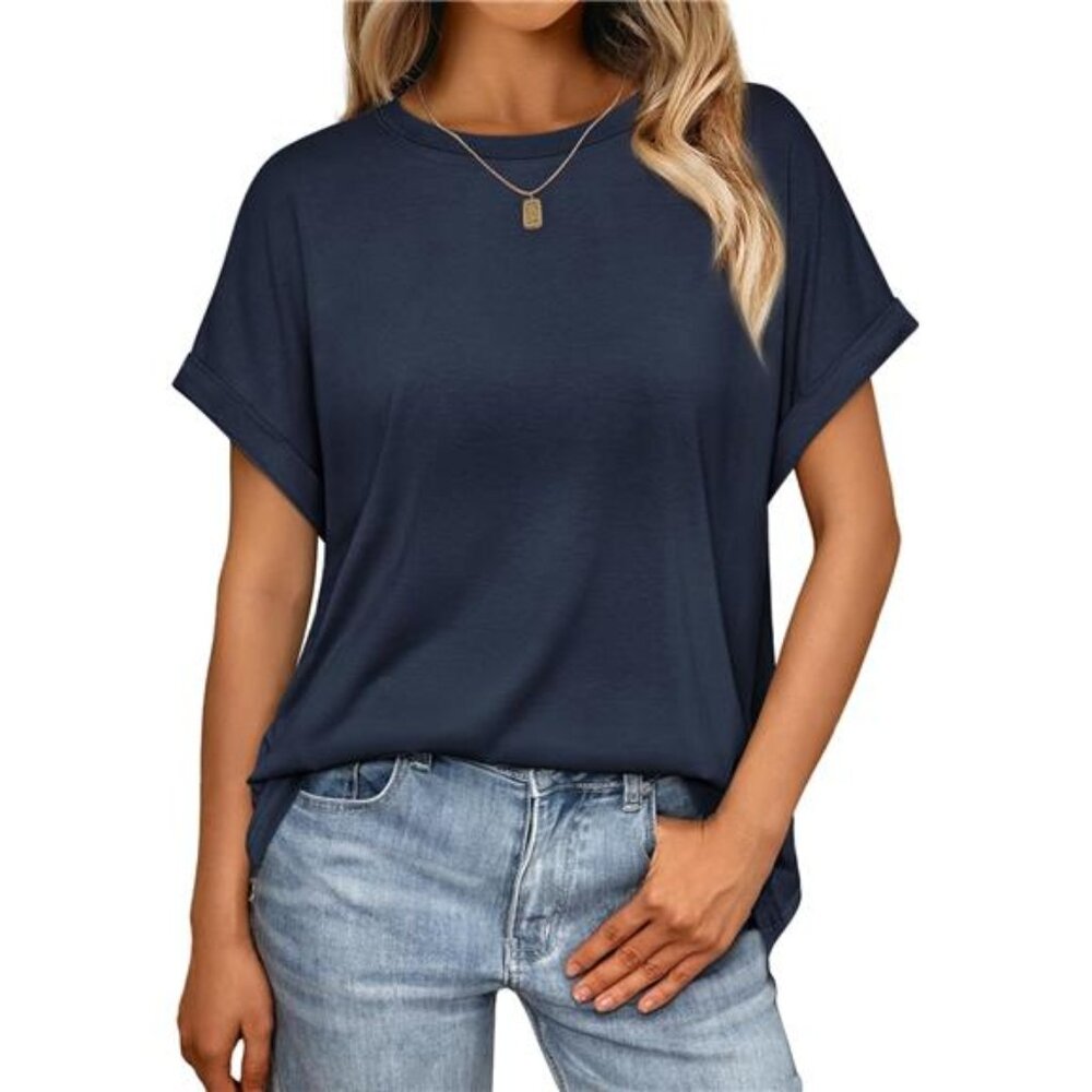 Women's Summer Tops Outfits Spring Casual Dressy T Shirts Workout Navy